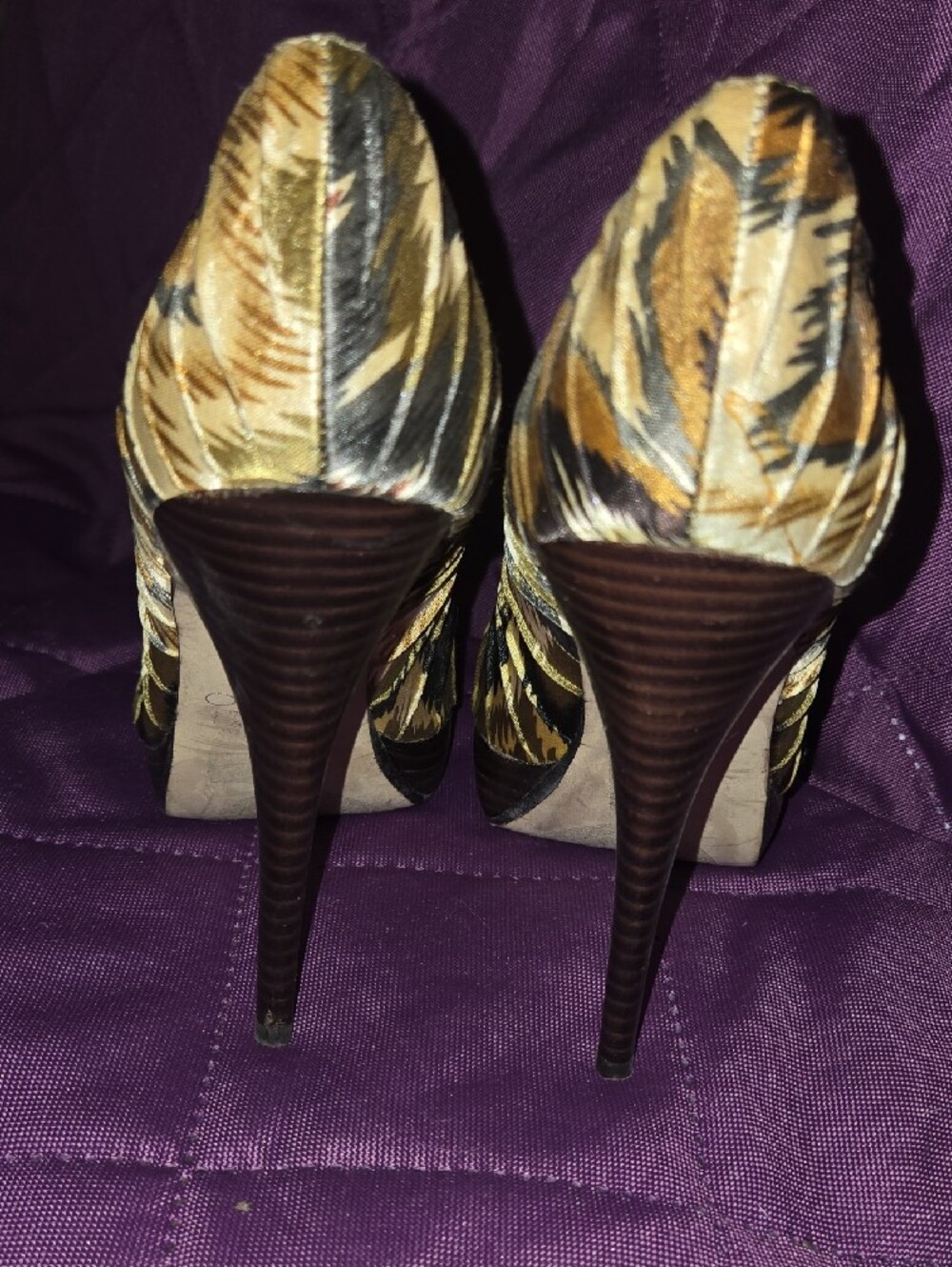 ALDO Yellow and Black Peep-Toe Heels - Picture 7 of 10